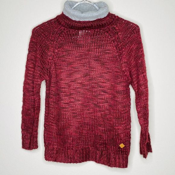 Zara Knit Chunky Maroon Sweater Turtleneck - Picture 1 of 7